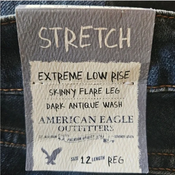 American Eagle Extreme Low Rise Skinny Flare Jeans Women's Size 12R - Picture 11 of 12